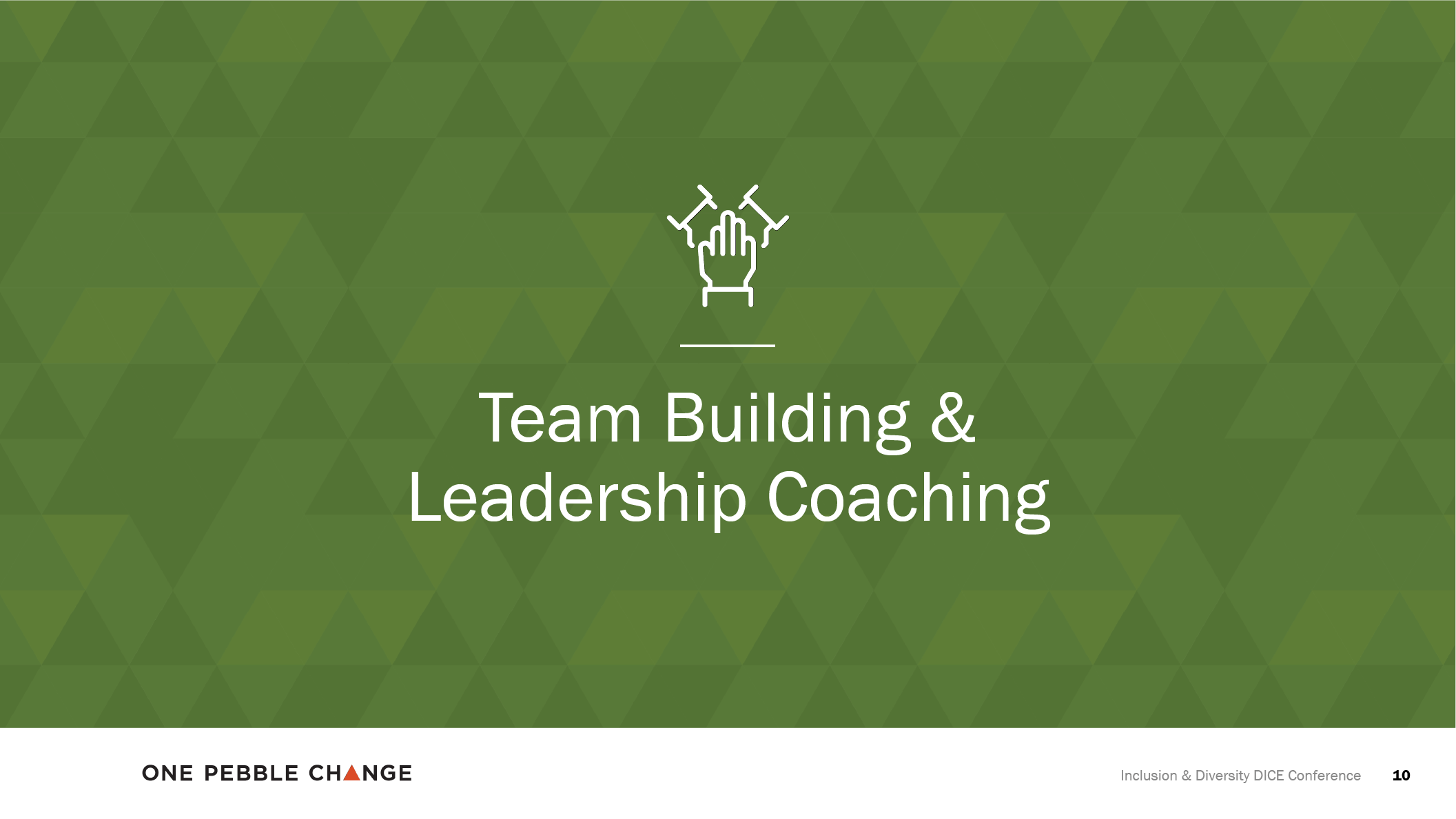 One Pebble Change powerpoint Team Building & Leadership Coaching page